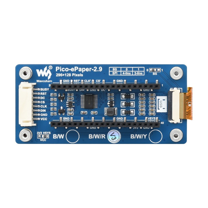 Display Epaper 2.9 - Waveshare Pico-ePaper-2.9-B, โมดูลจอแสดงผล E-Paper E-Ink ขนาด